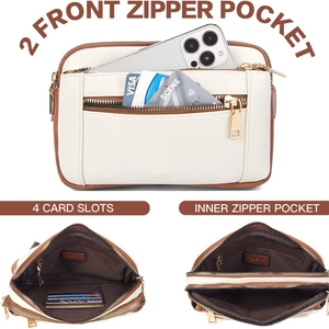 Waterproof PU leather crossbody bag with adjustable strap and multi-functional pockets