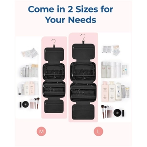 Beauty case da viaggio sospeso con gancio e scomparti multipli in due dimensioni
