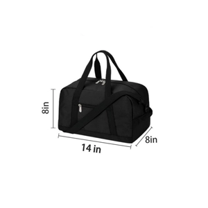 14 inch mini sports duffel bag in black nylon with adjustable strap for fitness and travel