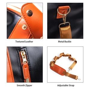 Large PU leather travel bag with gold metal hardware and adjustable shoulder strap