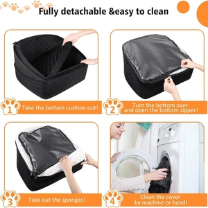 Waterproof dog car seat with quilted pattern showing detachable cover and sponge foam