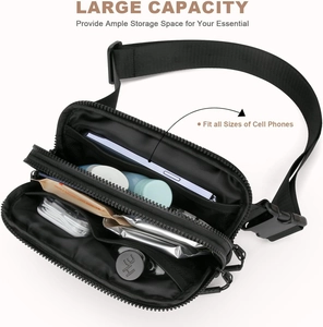 Detail of multi-layer waterproof waist bag with large capacity for smartphone and accessories