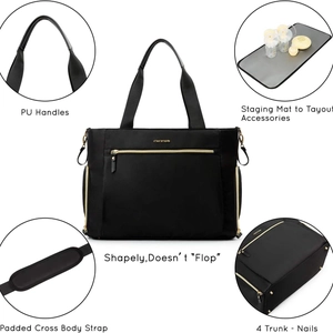 Waterproof multi-functional diaper bag with PU handles, shoulder strap and diaper mat