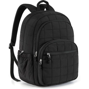 Large Capacity Quilted Backpack For Women Waterproof Polyester Laptop Backpack Fashion Travel Bag Solid Color Rucksack