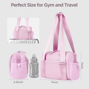 Sac de sport rose polyvalent pour voyage en nylon durable avec sangles réglables
