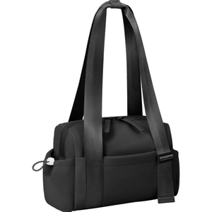 Sac de sport multifonctionnel noir et fourre-tout de voyage avec poche latérale à cordon