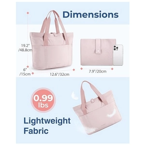 Pink lightweight foldable tote bag showing expanded capacity and compact folded dimensions