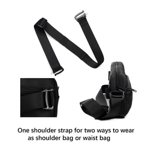 Detail van verstelbare nylon riem en plastic gesp voor multifunctionele heuptas