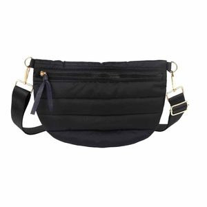 Women Casual Quilted Puffer Waist Bag Solid Color Lightweight Crossbody Crescent Bag For Daily Streetwear