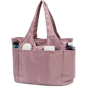 Grand sac de voyage rose poudré avec plusieurs poches pour le yoga et le sport quotidien