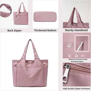 Sac de voyage en nylon imperméable rose à grande capacité avec plusieurs poches