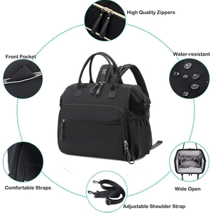 Waterproof diaper backpack for strollers with high quality zippers and multi-pocket design