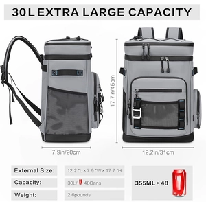 30L waterproof insulated cooler backpack for camping with large capacity and mesh pockets