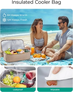 Detail of leakproof insulated liner with 12H fresh keeping for beach mesh tote bag