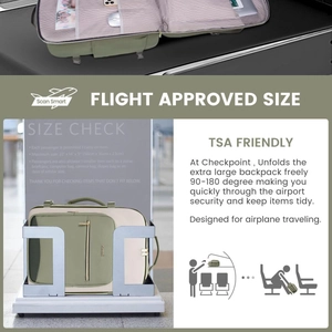 Travel backpack for flying with 180 degree lay-flat opening and large capacity storage