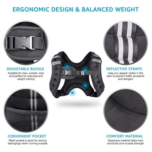 Gilet zavorrato regolabile con design ergonomico e strisce riflettenti per l'allenamento