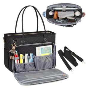 Large Quilted Teacher Tote Bag Multi-functional Laptop Bag Waterproof Travel Shoulder Bag With Thermal Pockets For Women