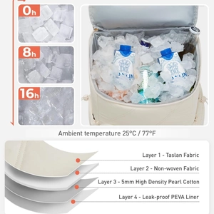 Creamy white insulated cooler backpack with 4-layer leakproof lining and 16-hour cooling capacity