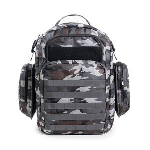 Taktischer Outdoor-Rucksack im Tarnmuster mit MOLLE-System und Seitentaschen