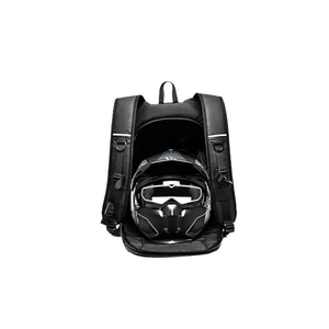 Large capacity black motorcycle helmet backpack for riders and travel use