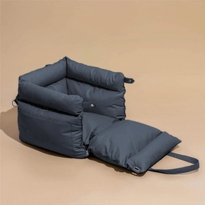 Siège auto pour chien imperméable en nylon gris avec sangles de sécurité et coussin
