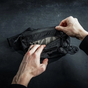 Tactical nylon double-layer waist bag with adjustable strap and contrasting interior