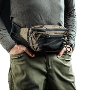 Waterproof tactical nylon waist bag in olive green for hiking and outdoor activities
