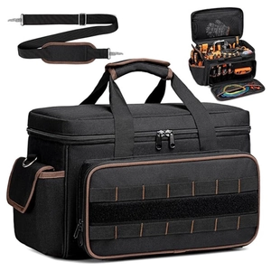 Heavy Duty Oxford Cloth Tool Bag Waterproof Large Capacity Multi Pocket Crossbody Shoulder Bag For Hardware Electrician Storage