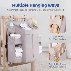 Organizador plegable para cuna con opciones de colgado doble para pañales y accesorios