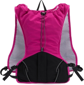 Close-up of lightweight breathable mesh back on the pink hydration running vest