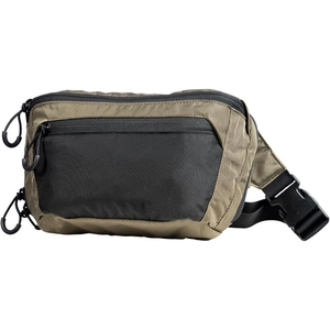 Detail view of durable olive green nylon tactical waist bag with heavy-duty plastic buckles