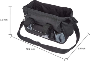 Detailed top view showing internal capacity and pockets of a durable oxford tool bag