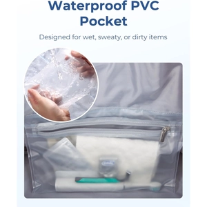 Travel tote bag with waterproof PVC pocket for dry and wet separation for toiletries