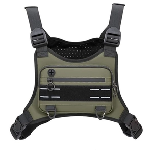 Army green tactical chest rig vest bag made of durable nylon with adjustable straps