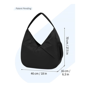 Sac de yoga noir en nylon pour femme avec dimensions 46 cm de large et 70 cm de hauteur