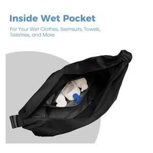 Sac de yoga en nylon noir avec compartiment intérieur étanche pour séparation humide et sec