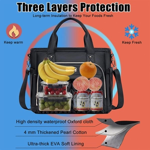 Borsa termica nera con triplo strato di tessuto Oxford e fodera in EVA impermeabile