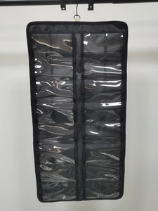 Vertical wall-mounted hanging organizer for sunglasses with 20 clear PVC storage pockets