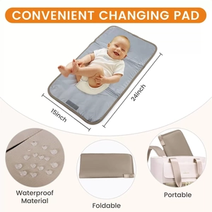 Gray foldable waterproof baby diaper changing pad with 24x15 inch portable design