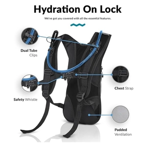 Trinkrucksack für Outdoor mit Trinkschlauch, Brustgurt und atmungsaktivem Rückendesign