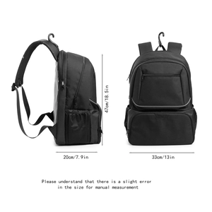 Tabella taglie zaino sportivo nero con dimensioni 47x33x20cm per capacità e ingombro