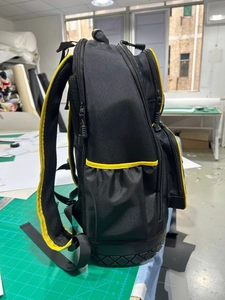 Heavy duty tool backpack with ergonomic straps and reinforced waterproof diamond base