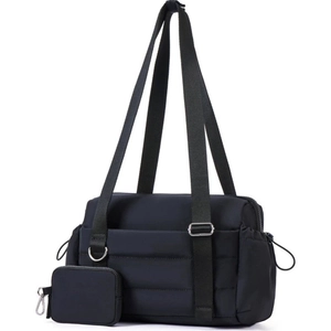 Women Quilted Travel Gym Bag Lightweight Polyester Nylon Shoulder Tote With Detachable Mini Pouch Dry Wet Separation Yoga Fitness Bag