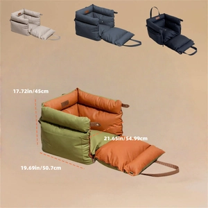 Waterproof leather pet car booster seat for dogs with carry handles and size dimensions