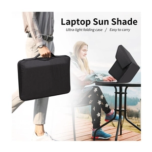 Foldable laptop sun shade and carry bag for outdoor office privacy and glare protection