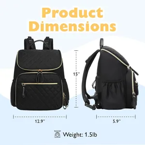 Tableau des tailles détaillé montrant les dimensions du grand sac à dos à langer matelassé