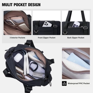 Black 2-piece gym sports bag with large capacity, waterproof pockets and dry wet separation