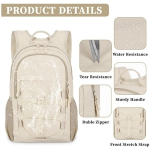 15L Lightweight cream packable hiking backpack with water resistant fabric and front straps