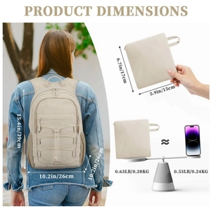 Lightweight 15L packable hiking backpack in beige for travel and outdoor sports