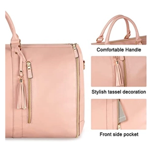 Pink large capacity travel tote bag with comfortable handles and decorative tassel